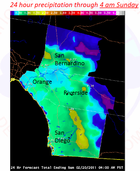 Predicted Rain Totals - Saturday