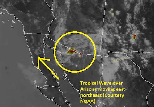 Easterly wave over Arizona