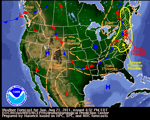 Weather map for Sunday