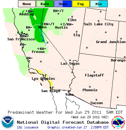 Predominant Weather for June 29th, 2011