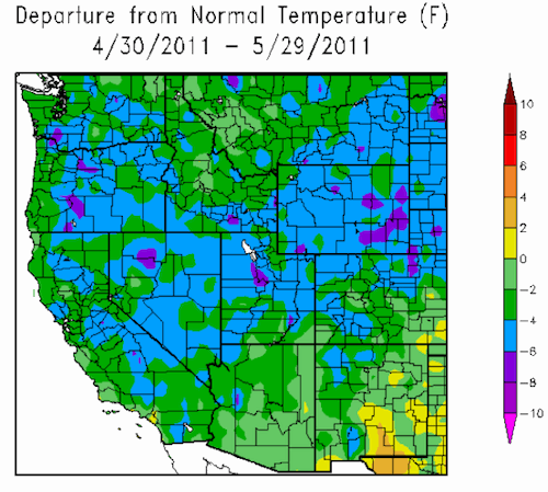 Temperatures for May 2011